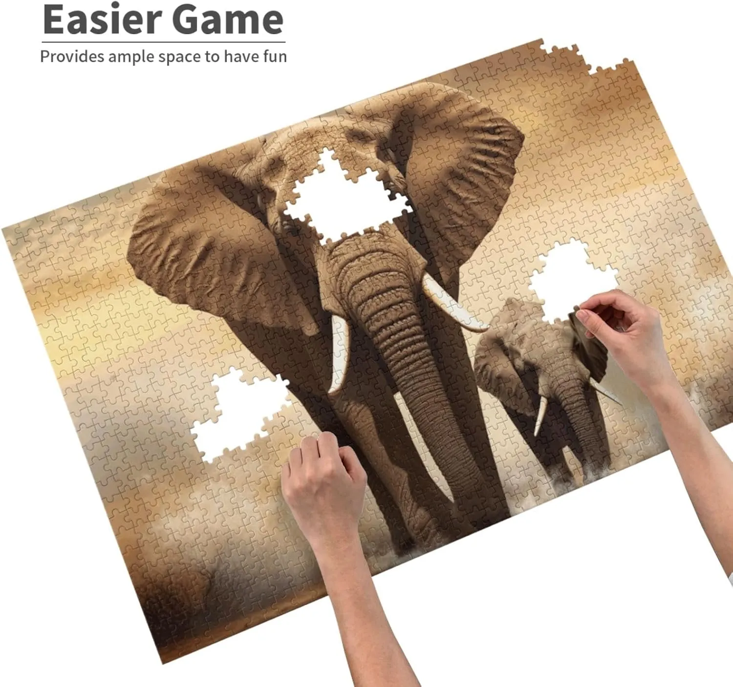 Elephant and Baby Elephant Puzzles Custom Puzzles from Photos sector Picture Puzzles Gifts for Family Wedding Christmas Birthday Jigsaw Puzzles 1000 Pieces Puzzles for Adults Personalized Wooden Puzzles 