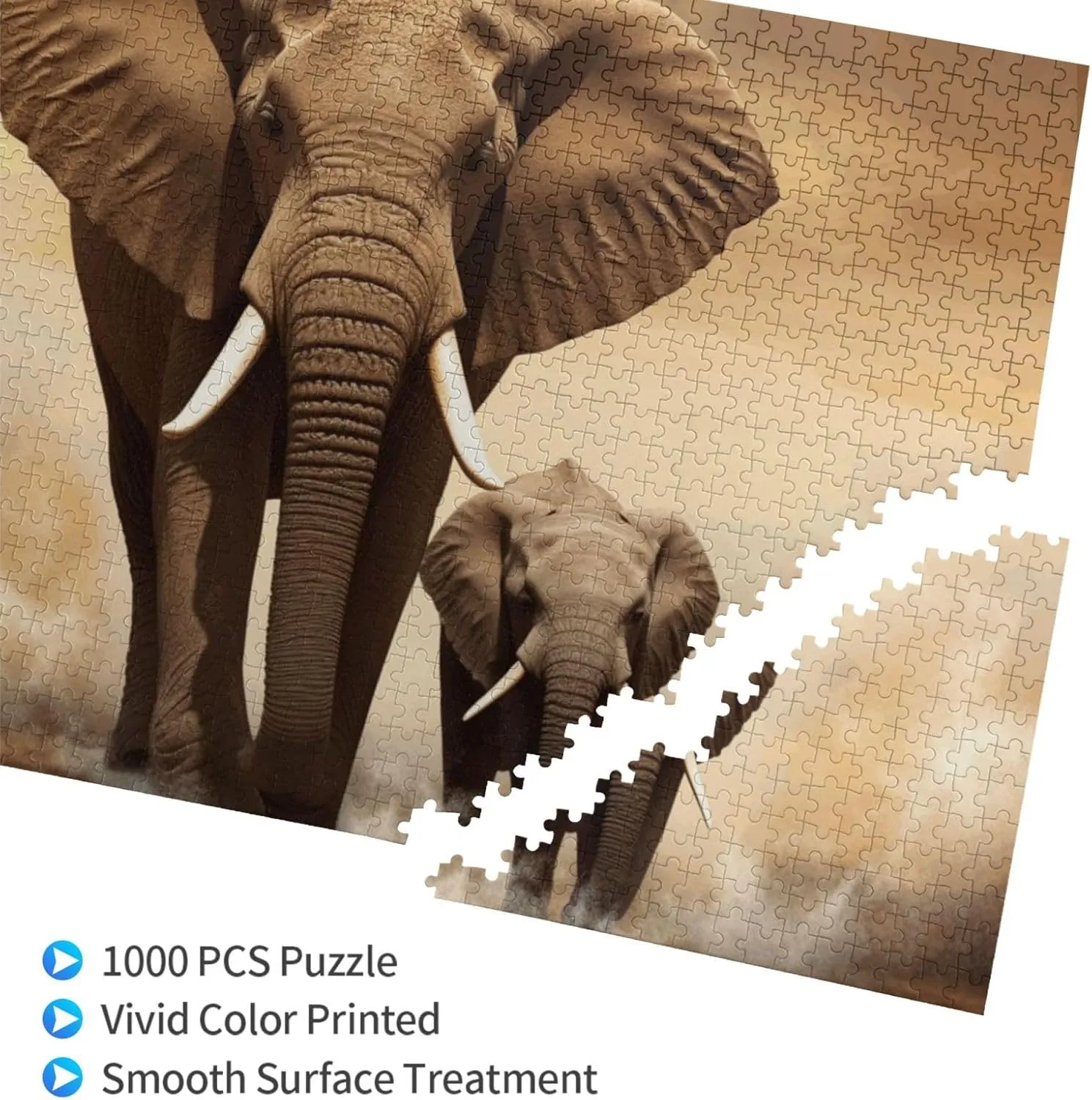 Elephant and Baby Elephant Puzzles Custom Puzzles from Photos sector Picture Puzzles Gifts for Family Wedding Christmas Birthday Jigsaw Puzzles 1000 Pieces Puzzles for Adults Personalized Wooden Puzzles 