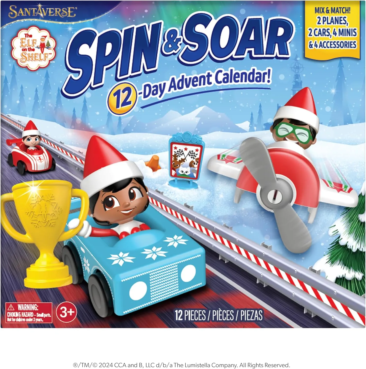 Elf on the Shelf Accessories - For Ages 3 Years and Above 12-Day Advent Calendar - The Elf on the Shelf Spin & Soar Christmas Countdown with 12 Mix and Match Playable Scout Elf Mini Figures photoflash and The 