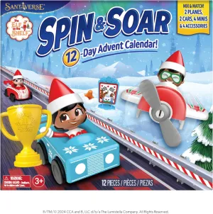 Elf on the Shelf Accessories - For Ages 3 Years and Above 12-Day Advent Calendar - The Elf on the Shelf Spin & Soar Christmas Countdown with 12 Mix and Match Playable Scout Elf Mini Figures photoflash and The 