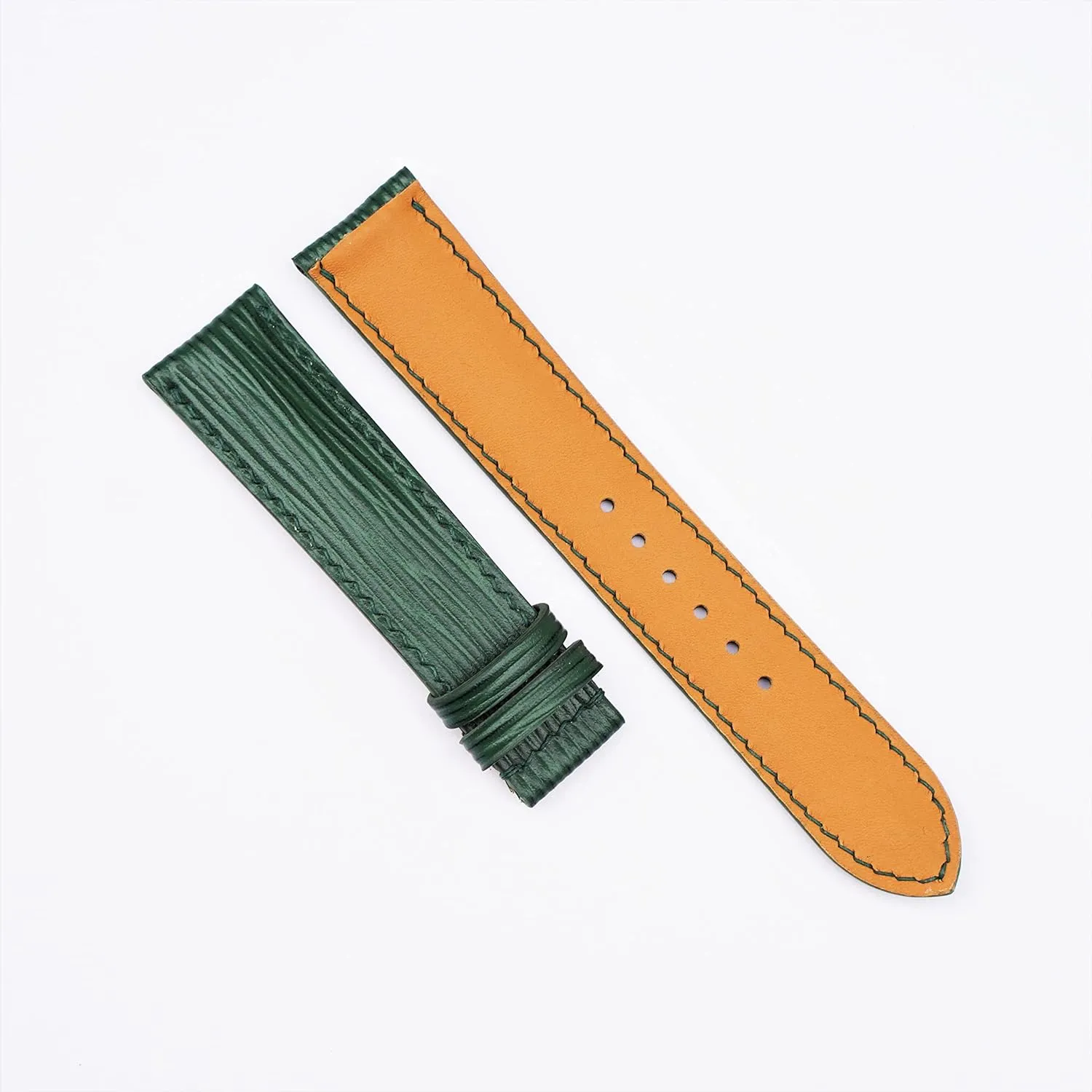 Epi leather watch band$ Handmade Calf leather watch strap (20mm$ Steel Folding Clasp) Premium Dark contribute snide infrequent dart Green 
