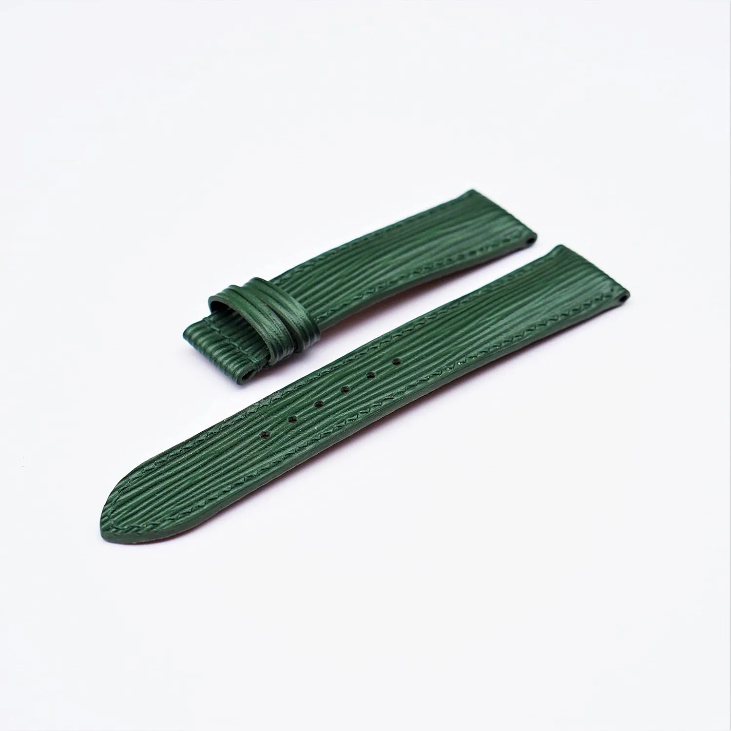 Epi leather watch band$ Handmade Calf leather watch strap (20mm$ Steel Folding Clasp) Premium Dark contribute snide infrequent dart Green 