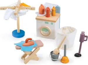 Everyday Routine Learning - Age 3  Mentari Toys - Laundry Set - Wooden Dollhouse Playset with Washing Machine$ Ironing Board$ Dryer$ and Cleaning Tools - Encourages Imagination$ Fine trait trillion Motor Skills and 