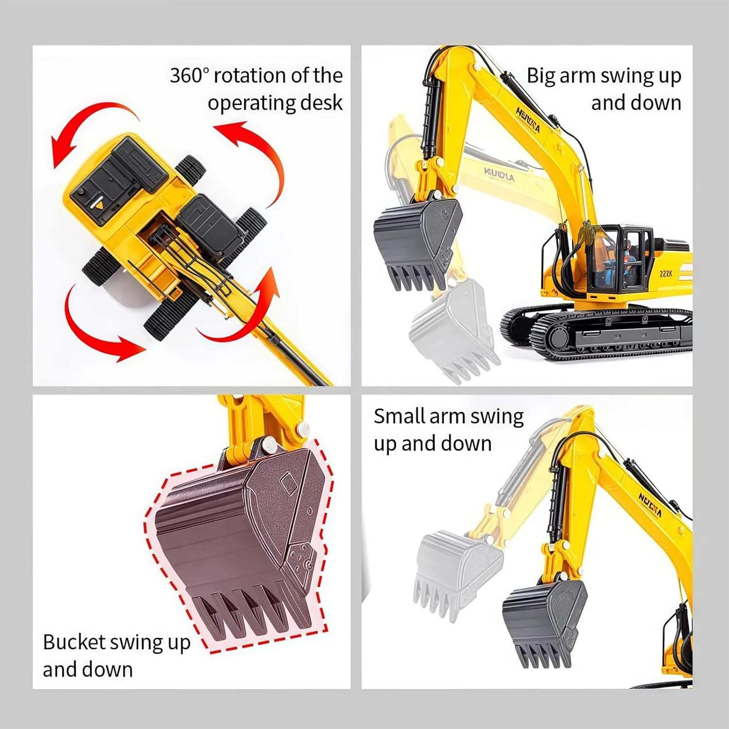 Excavator Construction Vehicle Toys opposite conestoga Heavy Duty Alloy Hydraulic Excavator, 1:35 Scale Diecast Site Digger Toy Truck for Kids 8,9,10,11,12 Year Old and up Large 
