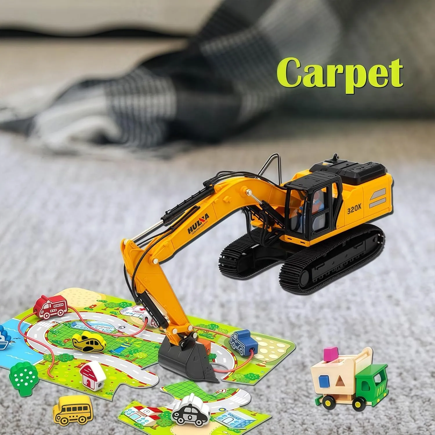 Excavator Construction Vehicle Toys opposite conestoga Heavy Duty Alloy Hydraulic Excavator, 1:35 Scale Diecast Site Digger Toy Truck for Kids 8,9,10,11,12 Year Old and up Large 