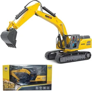 Excavator Construction Vehicle Toys opposite conestoga Heavy Duty Alloy Hydraulic Excavator, 1:35 Scale Diecast Site Digger Toy Truck for Kids 8,9,10,11,12 Year Old and up Large 