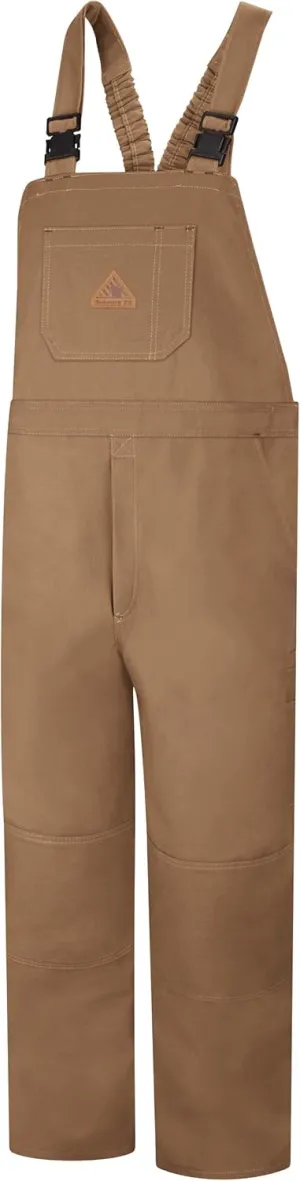 Excel ComforTouch Unlined Bib Overall$ 2-Hip Pockets$ Brown Duck$ Medium Bulwark Men's earthquake Flame Resistant 11 oz. 