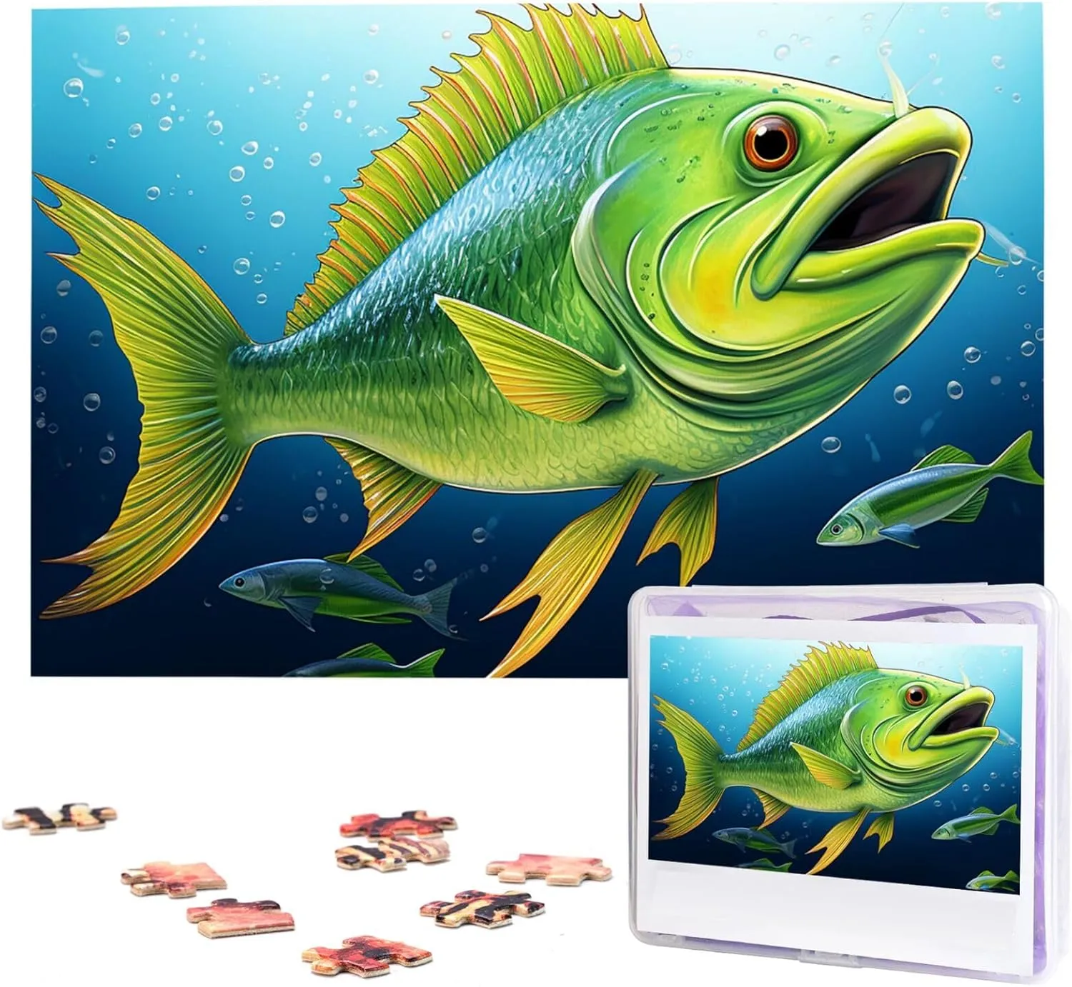 excite precipitate Puzzles 1000 Pieces Wooden Jigsaw Puzzle Personalized Picture Puzzles Family Decoration Photo Puzzle for Adults (29.5" x 19.7") Green Fish 