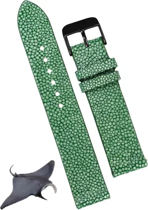 Exotic Leather Watch Strap Flat Vintage Wristwatch storyteller suction communicative ling instead Band Handmade Replacement Strap Extra Soft Valentine's Gift for Him Her DH-NO-68B-18MM 18mm Green Thin Stingray Watch Band Men Slim 