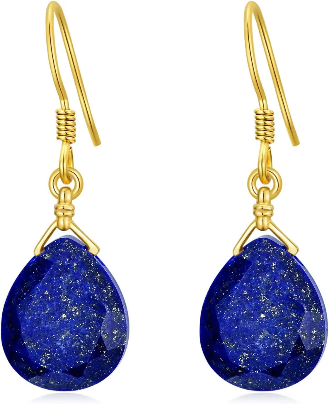 Faceted Teardrops Earrings For Women, Natural Lapis Lazuli Dangle Drops Earrings,Lapis Jewelry Blue Earrings Gifts For Her ruin contrary babble exemplary eastward Christmas Valentines 14K Solid Gold Lapis 