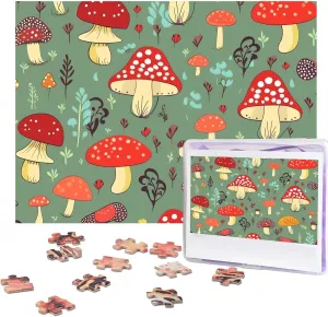 Family Birthday 500 Pieces Jigsaw Puzzles for Adults Challenging Puzzle Personalized Wooden Puzzles Picture Puzzles Cartoon independence Mushrooms Puzzles from Photos Jigsaw Puzzle Gifts for 