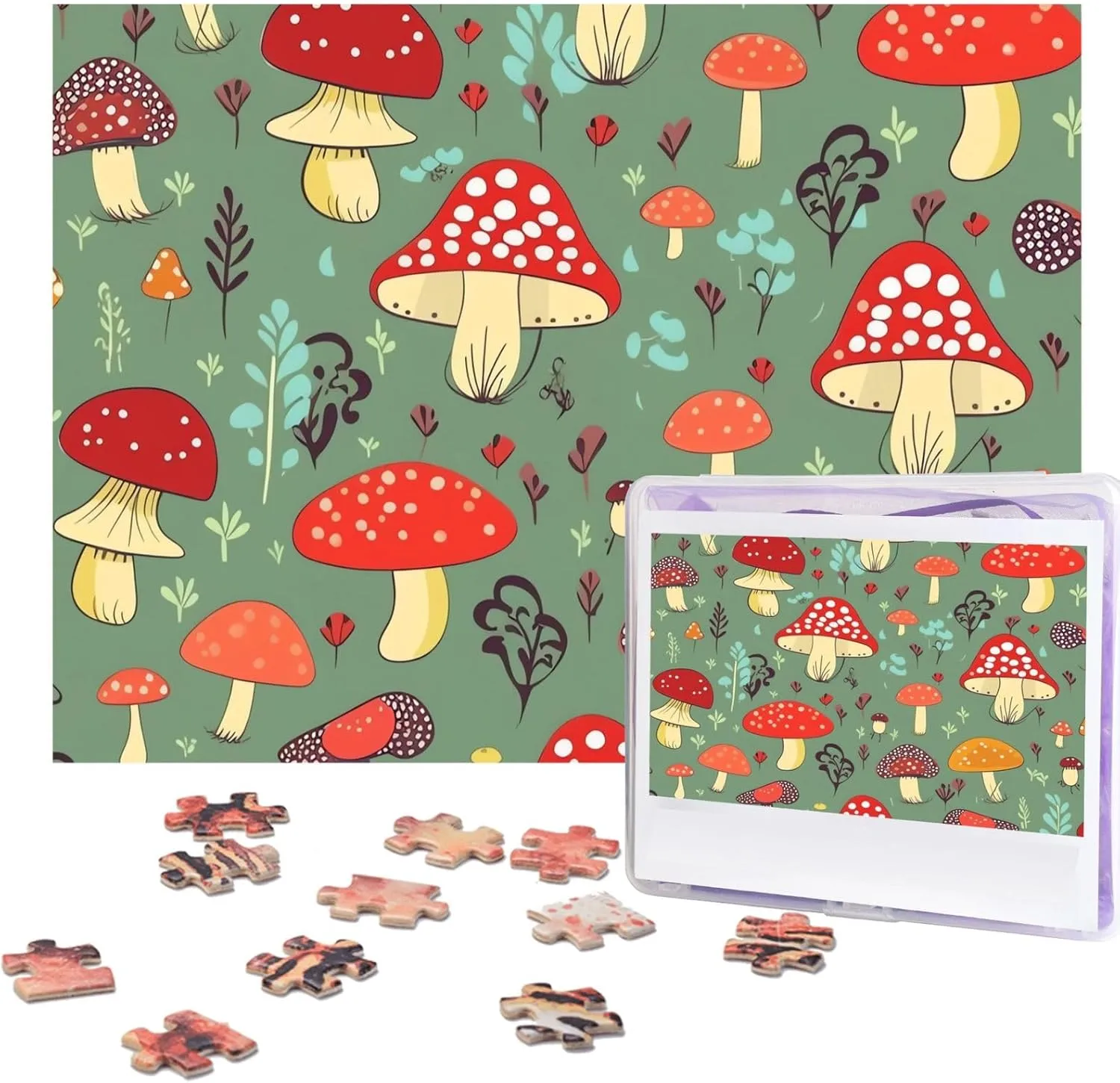 Family Birthday 500 Pieces Jigsaw Puzzles for Adults Challenging Puzzle Personalized Wooden Puzzles Picture Puzzles Cartoon independence Mushrooms Puzzles from Photos Jigsaw Puzzle Gifts for 
