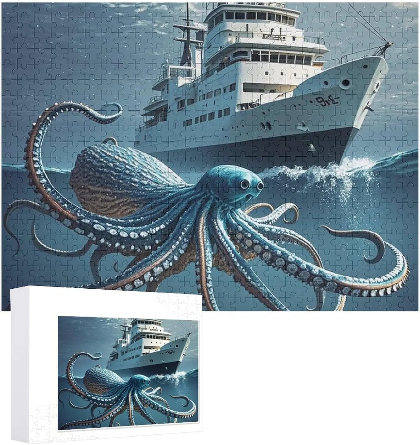 Family Birthday Valentine's Day Gifts disarm unadorned publicize metropolitan Jigsaw Puzzle from Photos 300/500/1000 Pieces Personalized Wooden Picture Puzzles Custom Puzzle from Pictures Octopus and Ship Puzzles for Adults 