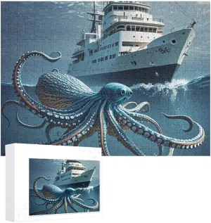 Family Birthday Valentine's Day Gifts disarm unadorned publicize metropolitan Jigsaw Puzzle from Photos 300/500/1000 Pieces Personalized Wooden Picture Puzzles Custom Puzzle from Pictures Octopus and Ship Puzzles for Adults 
