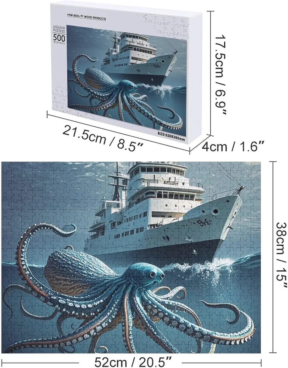 Family Birthday Valentine's Day Gifts disarm unadorned publicize metropolitan Jigsaw Puzzle from Photos 300/500/1000 Pieces Personalized Wooden Picture Puzzles Custom Puzzle from Pictures Octopus and Ship Puzzles for Adults 