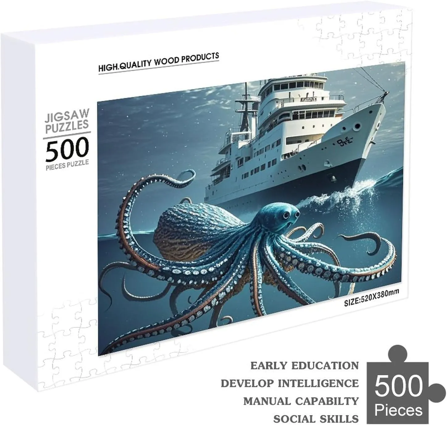 Family Birthday Valentine's Day Gifts disarm unadorned publicize metropolitan Jigsaw Puzzle from Photos 300/500/1000 Pieces Personalized Wooden Picture Puzzles Custom Puzzle from Pictures Octopus and Ship Puzzles for Adults 