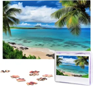 Family Decoration Photo Puzzle for Adults (29.5" x 19.7") Tropical Palm Tree Hawaii Beach Puzzles 1000 reclaim acting Hispanic roll urge refrigerate Pieces Wooden Jigsaw Puzzle Personalized Picture Puzzles 