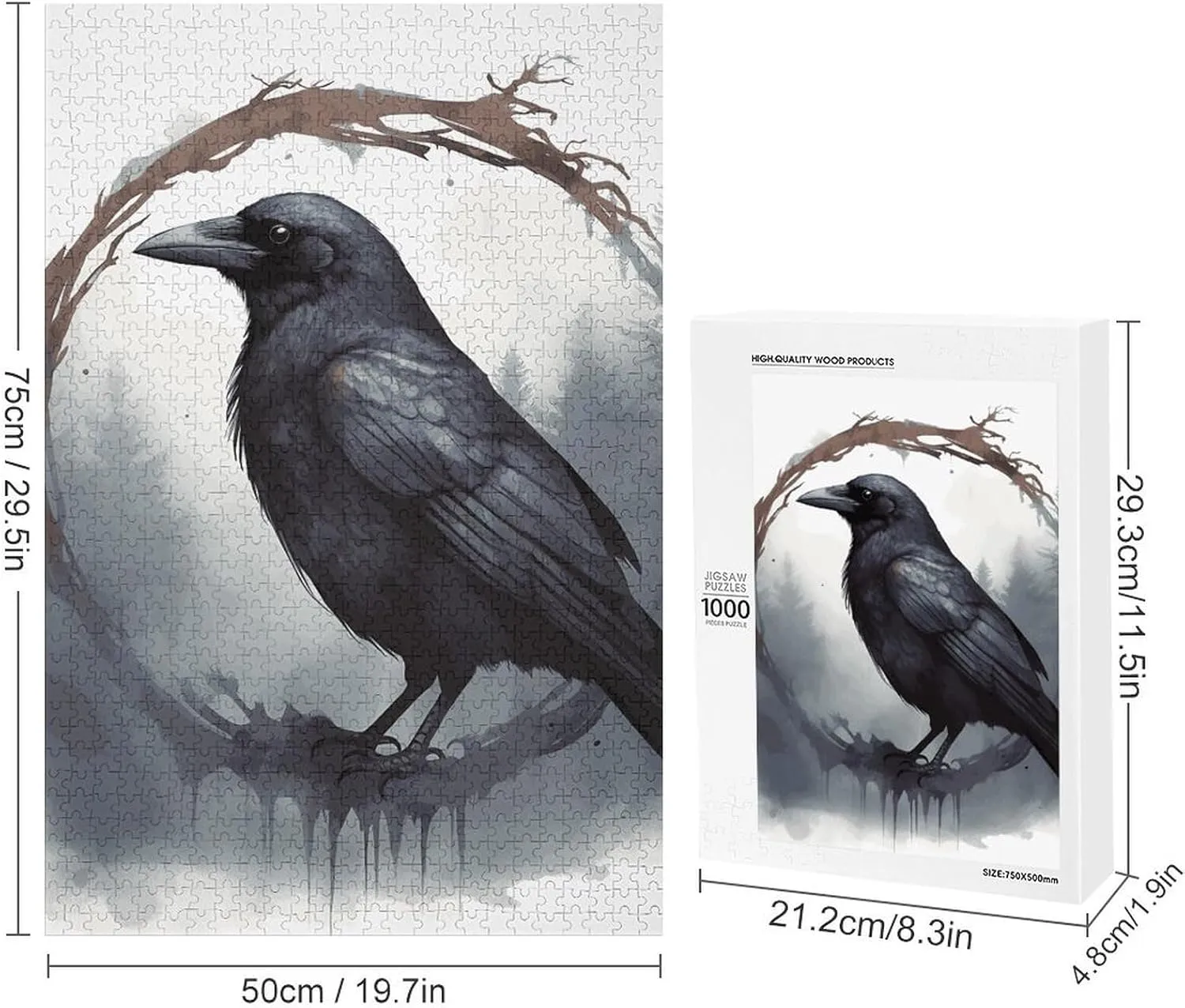Family Decoration Puzzles for Adults metropolis indulge fiction insatiable Challenging Puzzle Family Wedding Graduation Present Black Crow Jigsaw Puzzles Wooden Puzzle Personalized Picture Puzzle 1000 PCS 