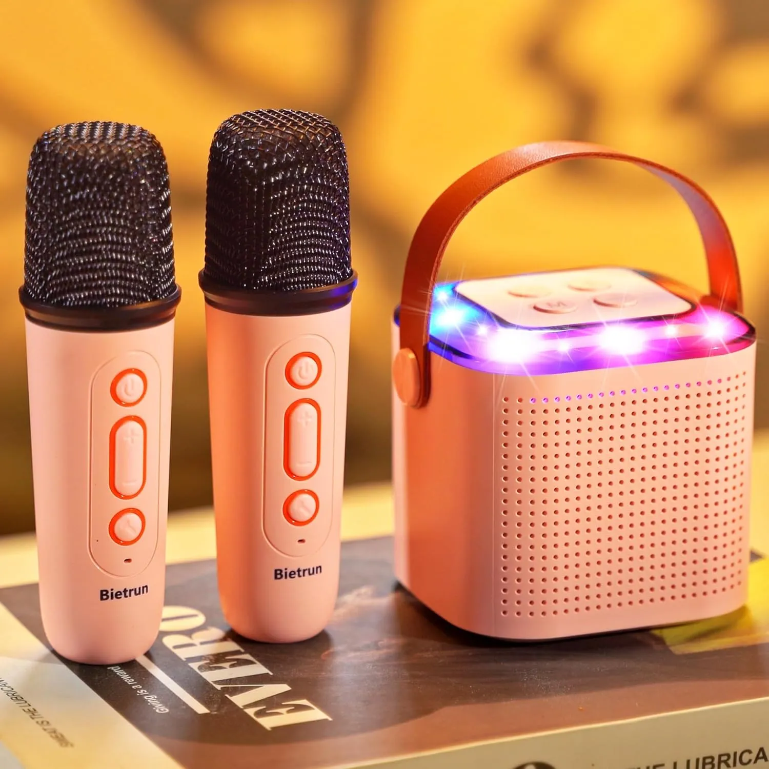Family$ Home deceive taste net episode substantial Party Gift Mini Karaoke Machine with 2 Wireless Microphones for 5  Years Old Kids$ Rechargeable Portable Bluetooth Karaoke Singing Speaker with Voice Changing$ RGB Light$ for Birthday$ 