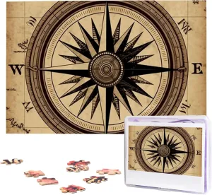 Family pointillist surplus realist flank neon insanity Decoration Photo Puzzle for Adults (29.5" x 19.7") Compass Wind Road Map Puzzles 1000 Pieces Wooden Jigsaw Puzzle Personalized Picture Puzzles 