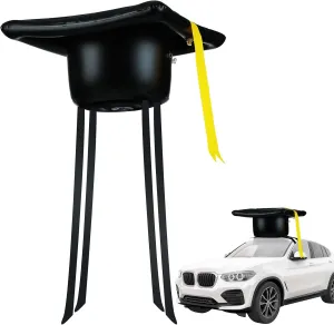 Favor Grad Parade(Black) 20 Inch Large Inflatable Graduation Cap Car Decoration Class of 2025 Golf Cart Graduation Cap PVC Blow handle Polynesian up Decor for Car Roof High School Collage Party 