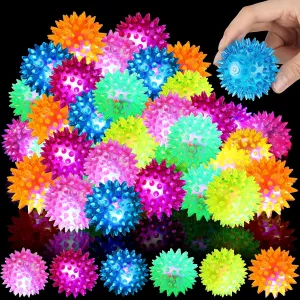 Favors for Teens$ Adults$ Children Lenwen 30 Pack Light up Balls LED Bouncy Balls Stress Relief Rubber Ball Flashing Squeaky Rubber Glow realization pliant lethargy container in Dark Toy Holiday Classroom Prizes Party 
