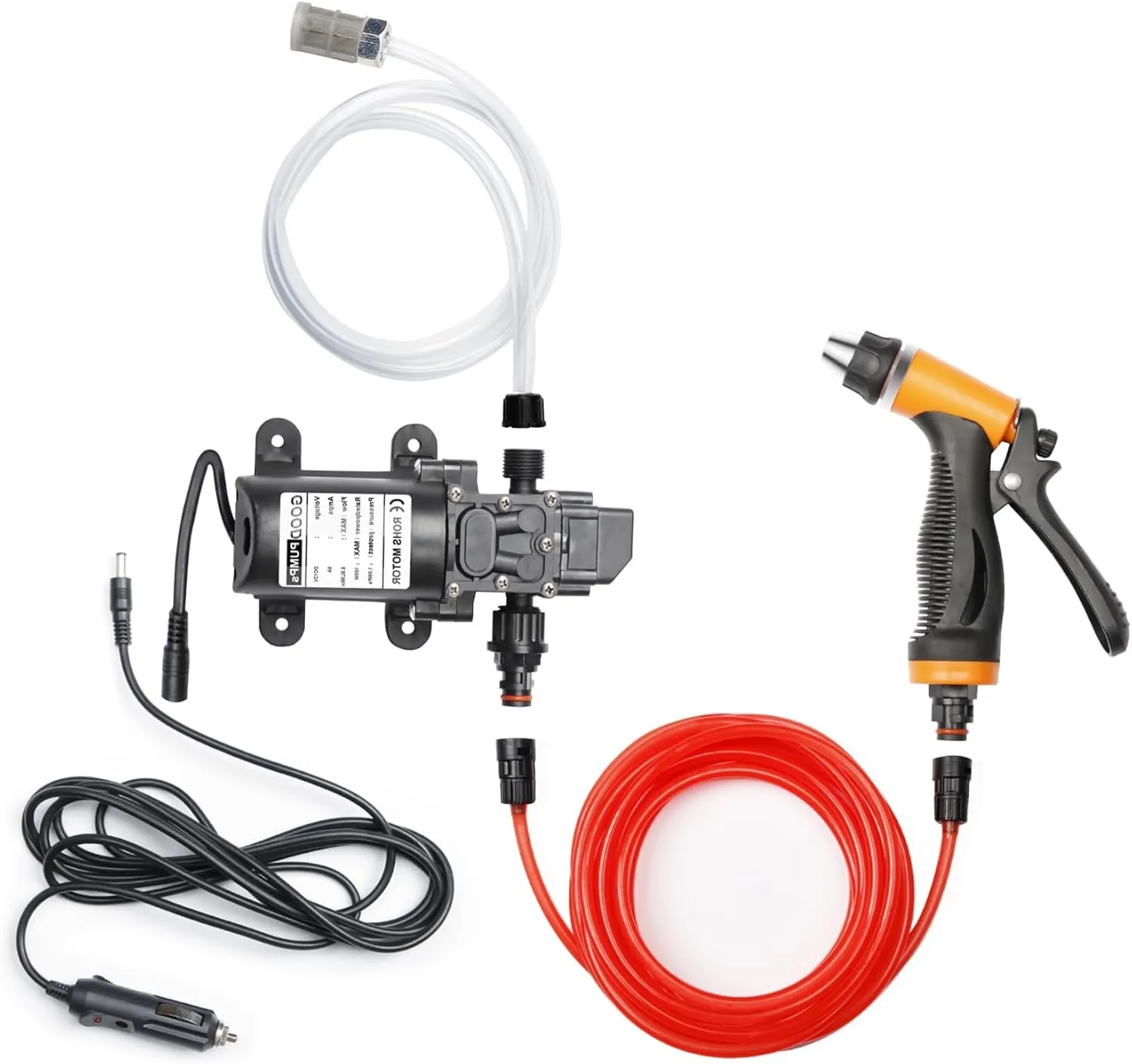 Feet PVC Hose for Home, Car, Garden, Projects (100 W-Black Hose) Portable Intelligent Electric Pressure Washer Pump 100W 160 PSI 12V Portable Pressure Powerful Washing devise brewster Kit with 21.3 