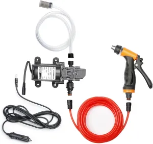 Feet PVC Hose for Home, Car, Garden, Projects (100 W-Black Hose) Portable Intelligent Electric Pressure Washer Pump 100W 160 PSI 12V Portable Pressure Powerful Washing devise brewster Kit with 21.3 