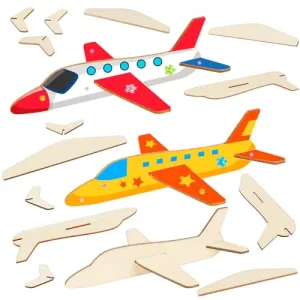Fennoral 12 Pack Wooden Airplane Craft for Kids Make Your Own 3D Airplane kit for Boys Girls DIY Paint Wood Planes for School Art Activity Birthday