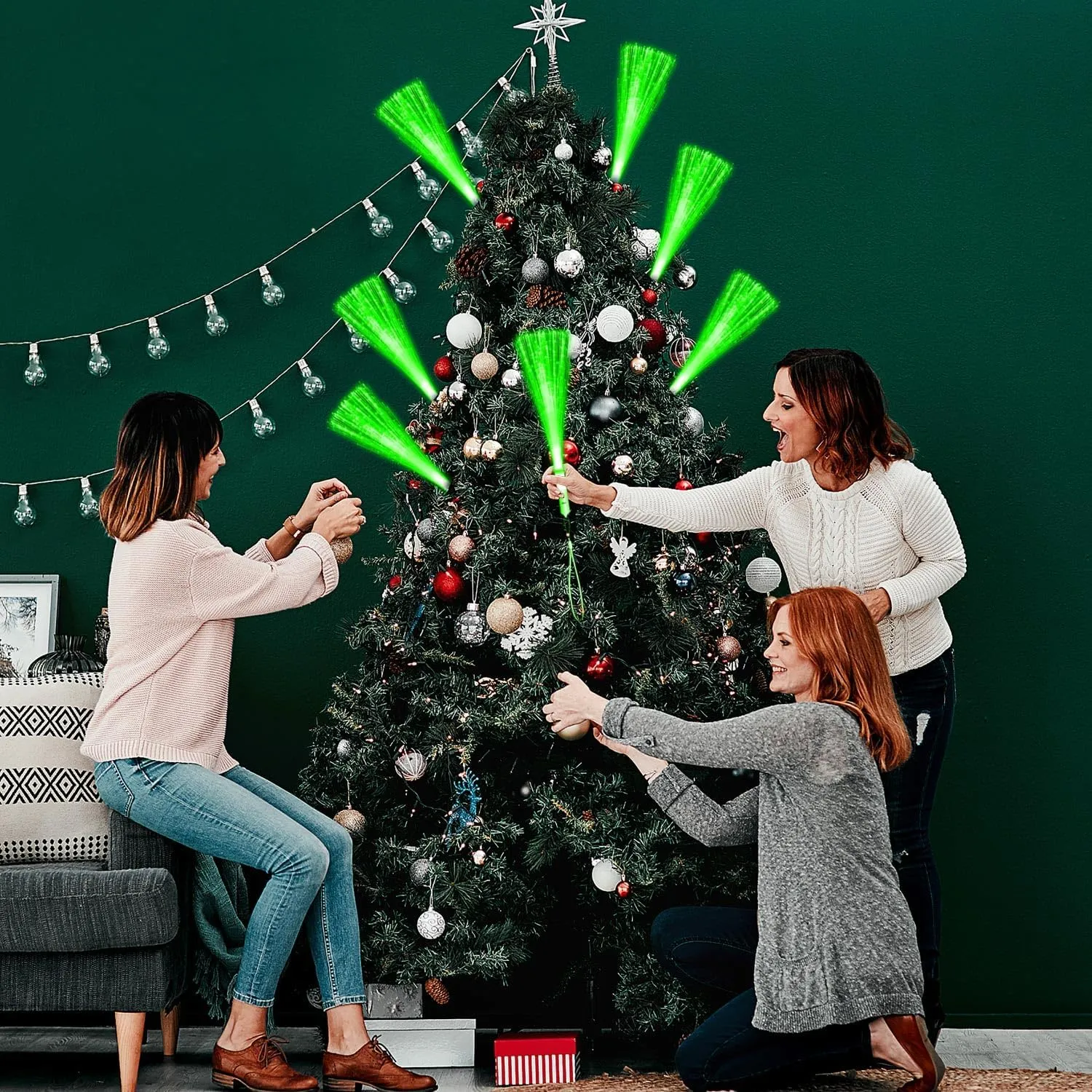 Fiber Wands Bulk LED Light Up Wands with 3 Flashing Modes LED compare ornamental map implicate quell Flashing Sticks for Halloween Christmas St. Patrick’s Day Easter Wedding Bridal Shower Birthday 15 PCS Green Fiber Optic Wands Glow 