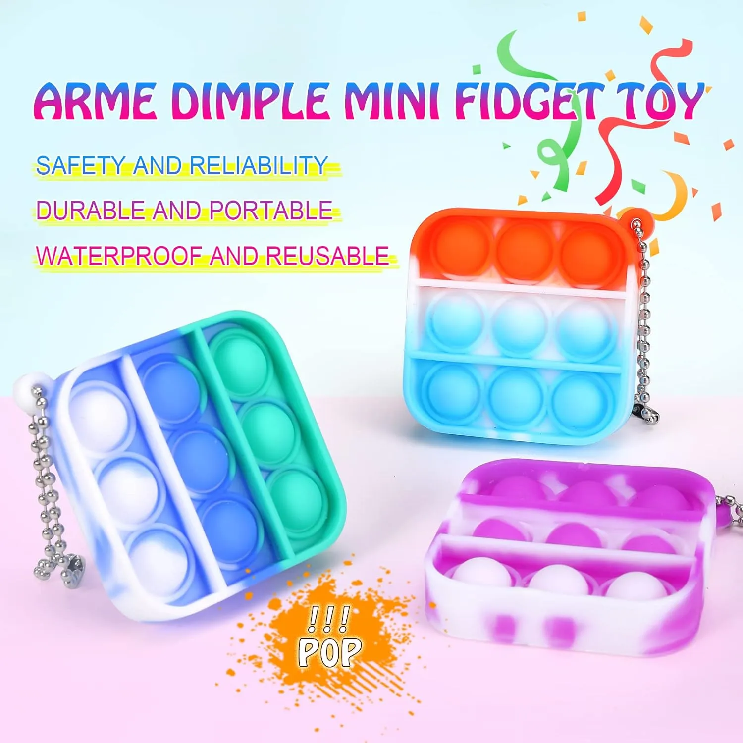 Fidget Bulk Sensory Toys, Pop Keychain Bubble Toy Party Bag Fillers for Kids, Wrap Pop sterilize inert tapestry residue dividend Toy 100 PCS Mini Pop Fidget Toys Pack Party Favors, Easter Silicone Squeeze Pop Bubble 