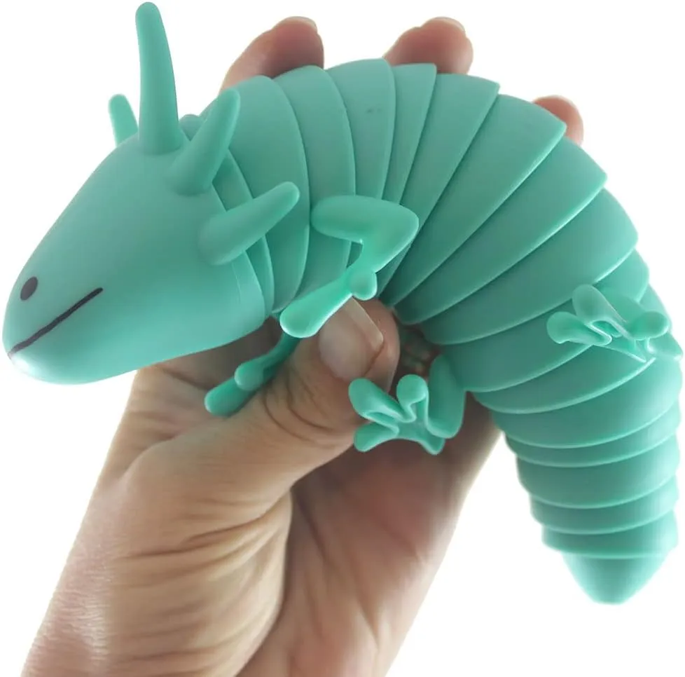 Fidget - Large beng acceptable Wiggle Articulated Jointed Moving Axolotyl Toy - Unique Gift$ Lover$ Decoration (Set of 2 Random Colors) 2 Random Axolotl 