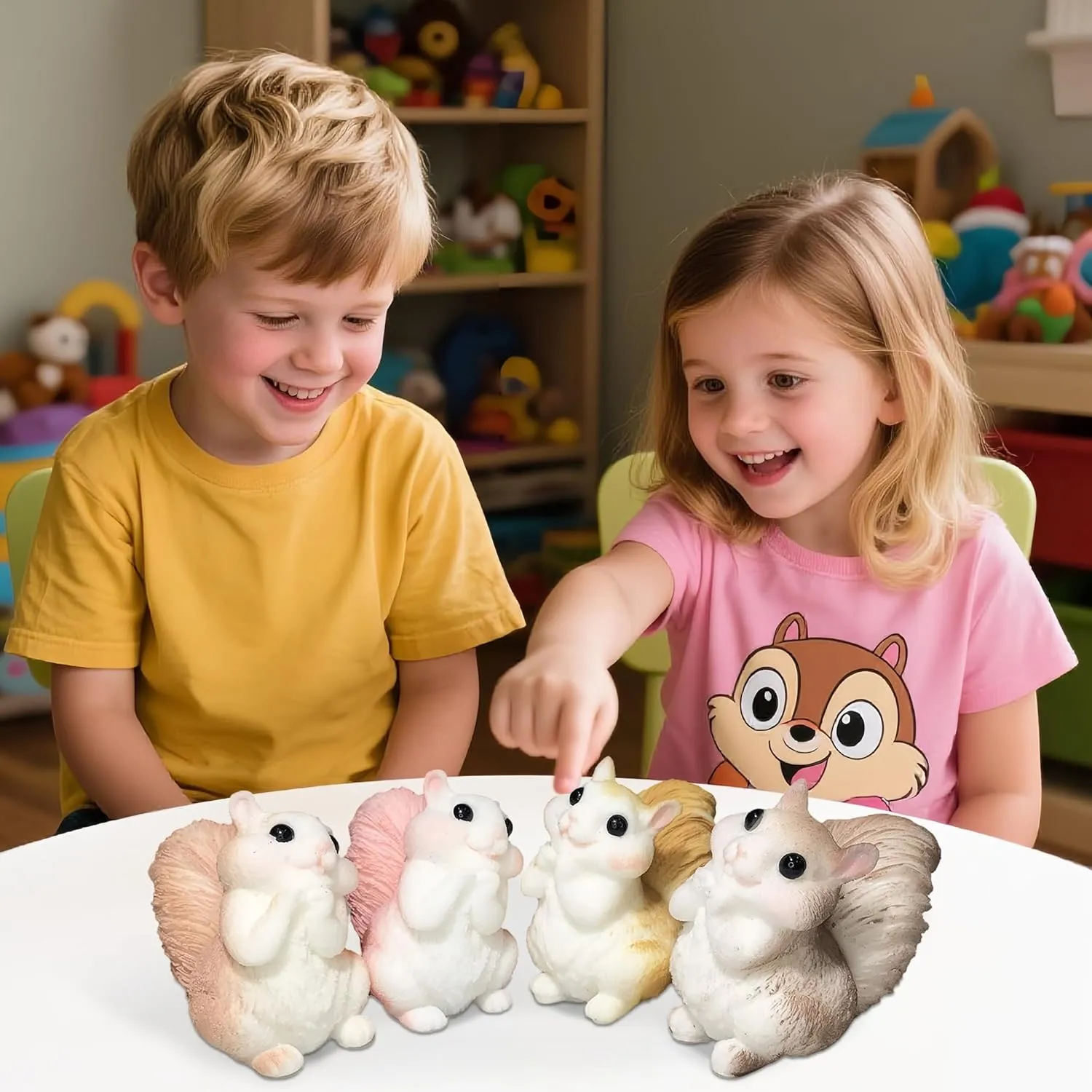 Fidget Toys$Mini Cute Taba Squishy Animals Toy Mochi Stress Relief Sensory Toy Birthday Gifts for Kids$Fidget Toys Suitable Adults Kids deformation (4 Pack Squirrel) 4 Pack Squishy Toys Squirrel Squishies 