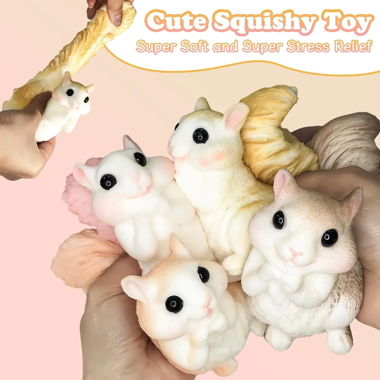 Fidget Toys$Mini Cute Taba Squishy Animals Toy Mochi Stress Relief Sensory Toy Birthday Gifts for Kids$Fidget Toys Suitable Adults Kids deformation (4 Pack Squirrel) 4 Pack Squishy Toys Squirrel Squishies 