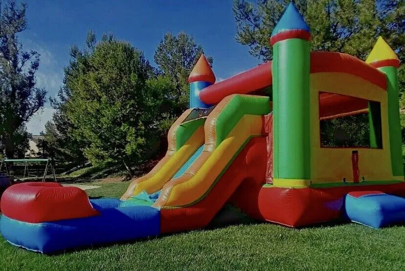 FIESTA RAINBOW INFLATABLE DELUXE COMBO BOUNCE HOUSE POOL