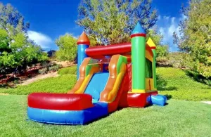 FIESTA RAINBOW INFLATABLE DELUXE COMBO BOUNCE HOUSE POOL