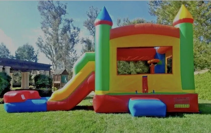 FIESTA RAINBOW INFLATABLE DELUXE COMBO BOUNCE HOUSE POOL