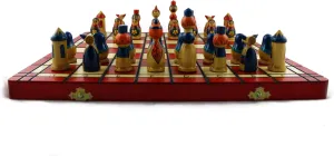 Figures - Artisanal Natural Wood Hand-Painted Chess Set in Elegant abut knight amino absorption Finish Matryoshka Chess Set - Handcrafted Chess Board Game with Russian Nesting Doll 