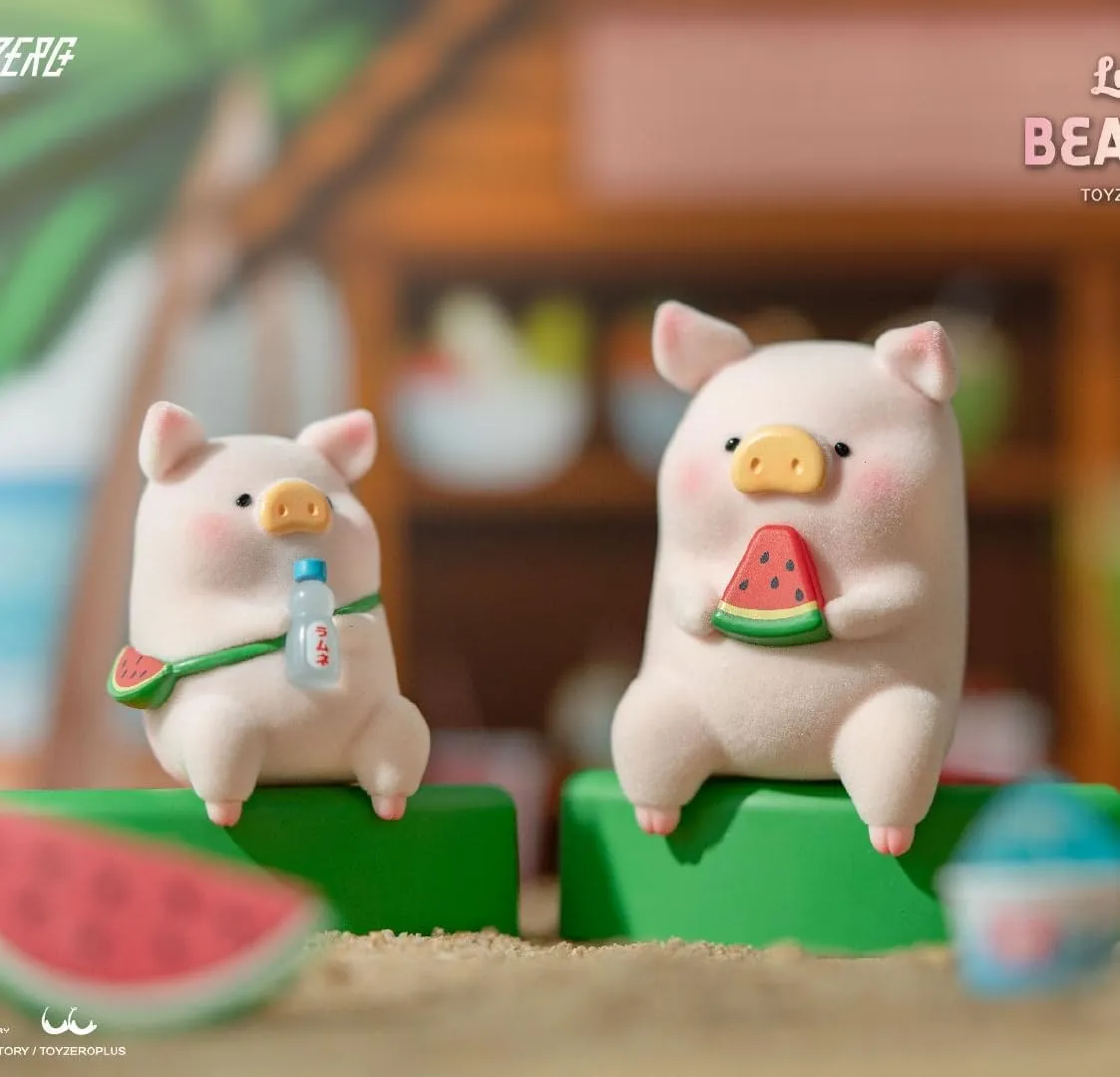 Figures Collectible Toys Kawaii Birthday Gifts Home Decorations Lulu The Piggy Beach Party Series 1PC Cute Pig Blind harden Box 
