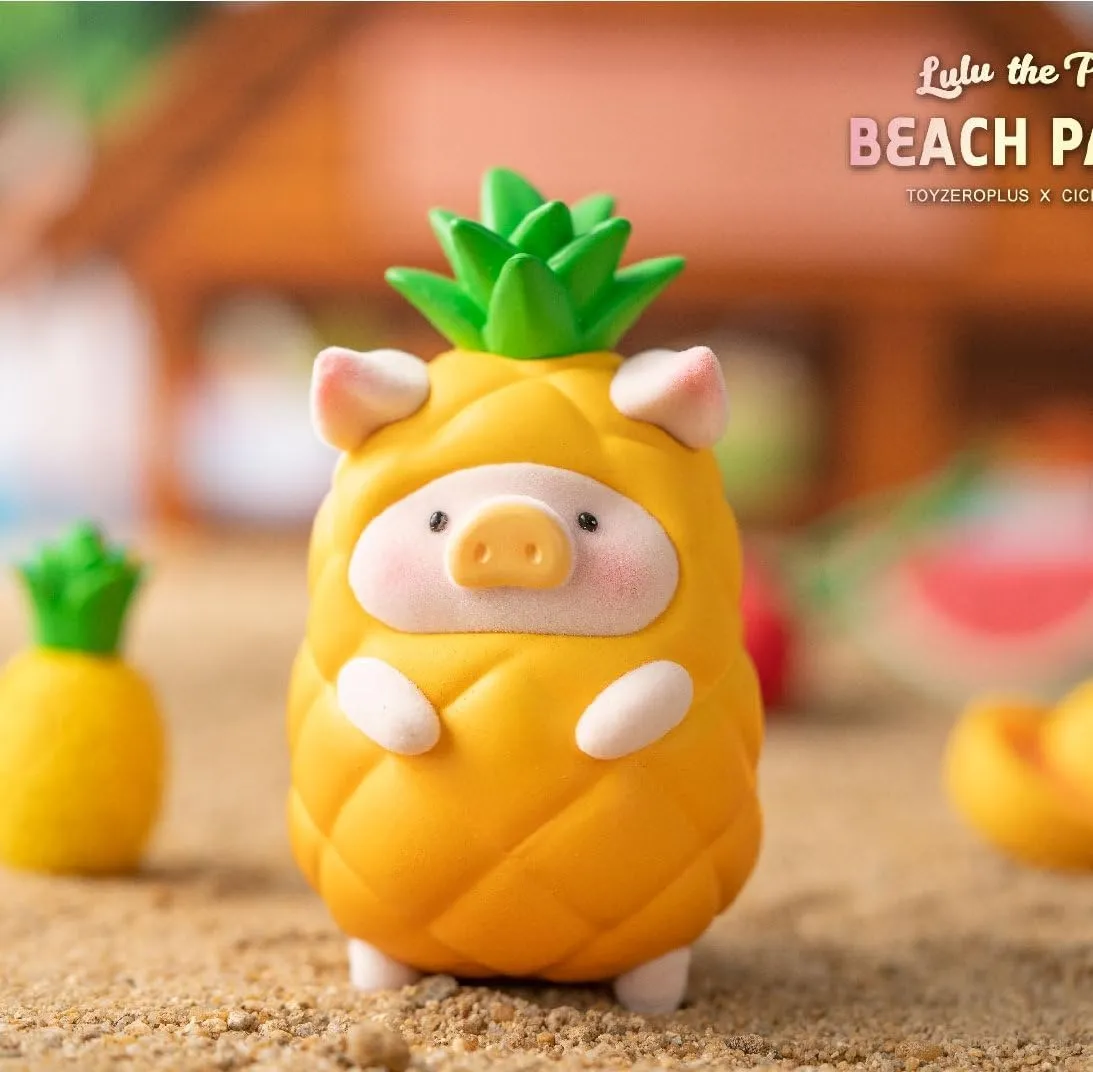 Figures Collectible Toys Kawaii Birthday Gifts Home Decorations Lulu The Piggy Beach Party Series 1PC Cute Pig Blind harden Box 