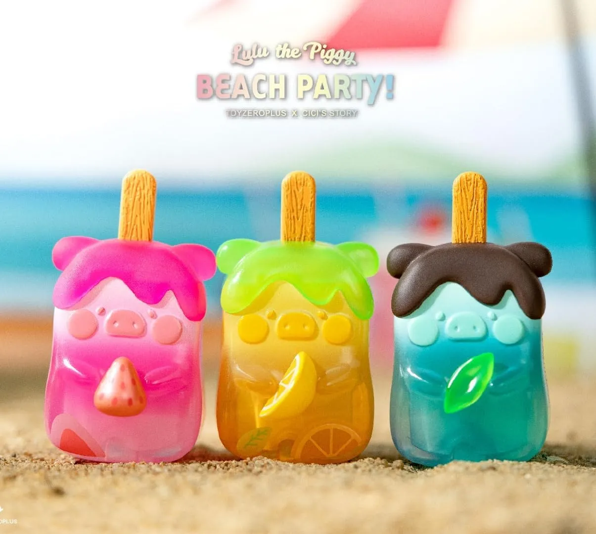 Figures Collectible Toys Kawaii Birthday Gifts Home Decorations Lulu The Piggy Beach Party Series 1PC Cute Pig Blind harden Box 