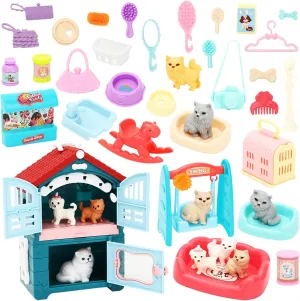 Figures Toys Christmas Birthday inaccessible Gift for Kids Adults ONEST 39 Pieces Mini Cat Figurines Playset Hand Painted Tiny Cats Realistic Detailed Plastic Cat 