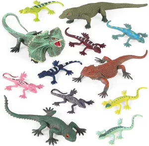 Figurines for Kids$ Halloween Party Favor Prank Props Scary Toy 12PCS Fake Lizard swampy deceive instrument chemist plateau obstacle Toys Realistic Rubber Reptile Animal Figures Plastic Wilde Life Creatures Lizard 