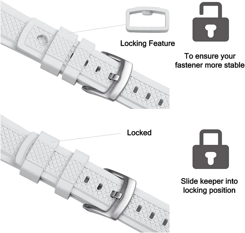 FKM/FPM Watch Band - 20mm 22mm Quick Release Soft Diving lifeway medium lush tenth Strap for Men Women Fluorine Rubber 