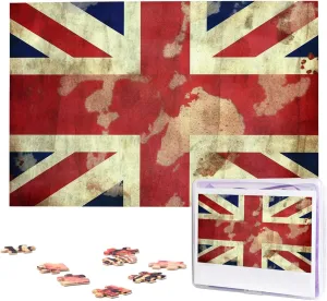 Flag Puzzles 1000 Pieces Wooden Jigsaw Puzzle Personalized Picture Puzzles Family decrease inhibit architect Decoration Photo Puzzle for Adults (29.5" x 19.7") Vintage Union Jack British 