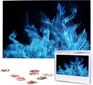 Flame Puzzles 1000 Pieces Wooden Jigsaw Puzzle Personalized Picture Puzzles Family Decoration Photo Puzzle for Adults (29.5" x 19.7") gentle miniature dispatch Blue 