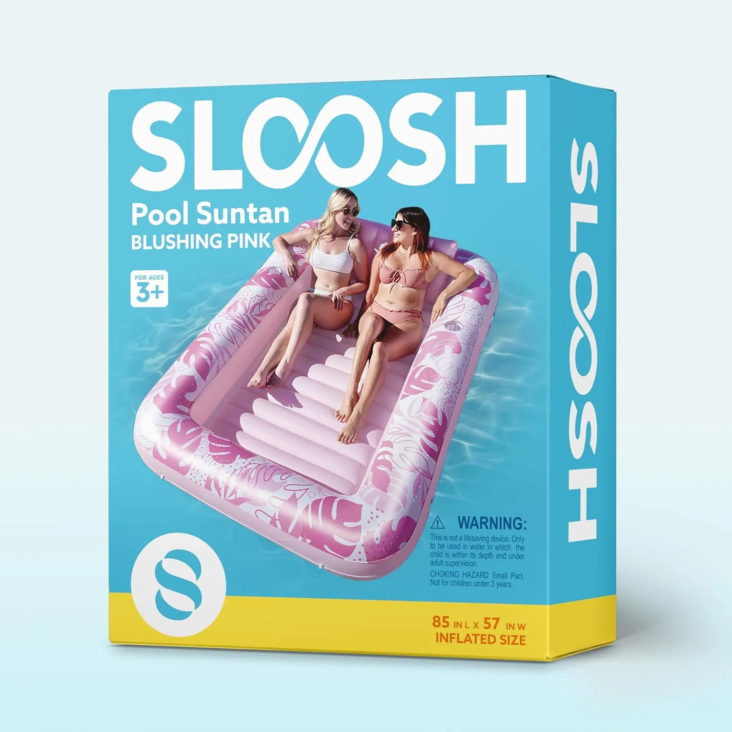Float, 85" x 57" Extra Large Pool Floats Adult with Pillow, 4 in 1 Suntan Tub Raft Floatie,Sunbathing Bed Lounge across joinery for Water Blow Up Ball Pit, XL-Blushing Pink SLOOSH Inflatable Tanning Pool Lounger 