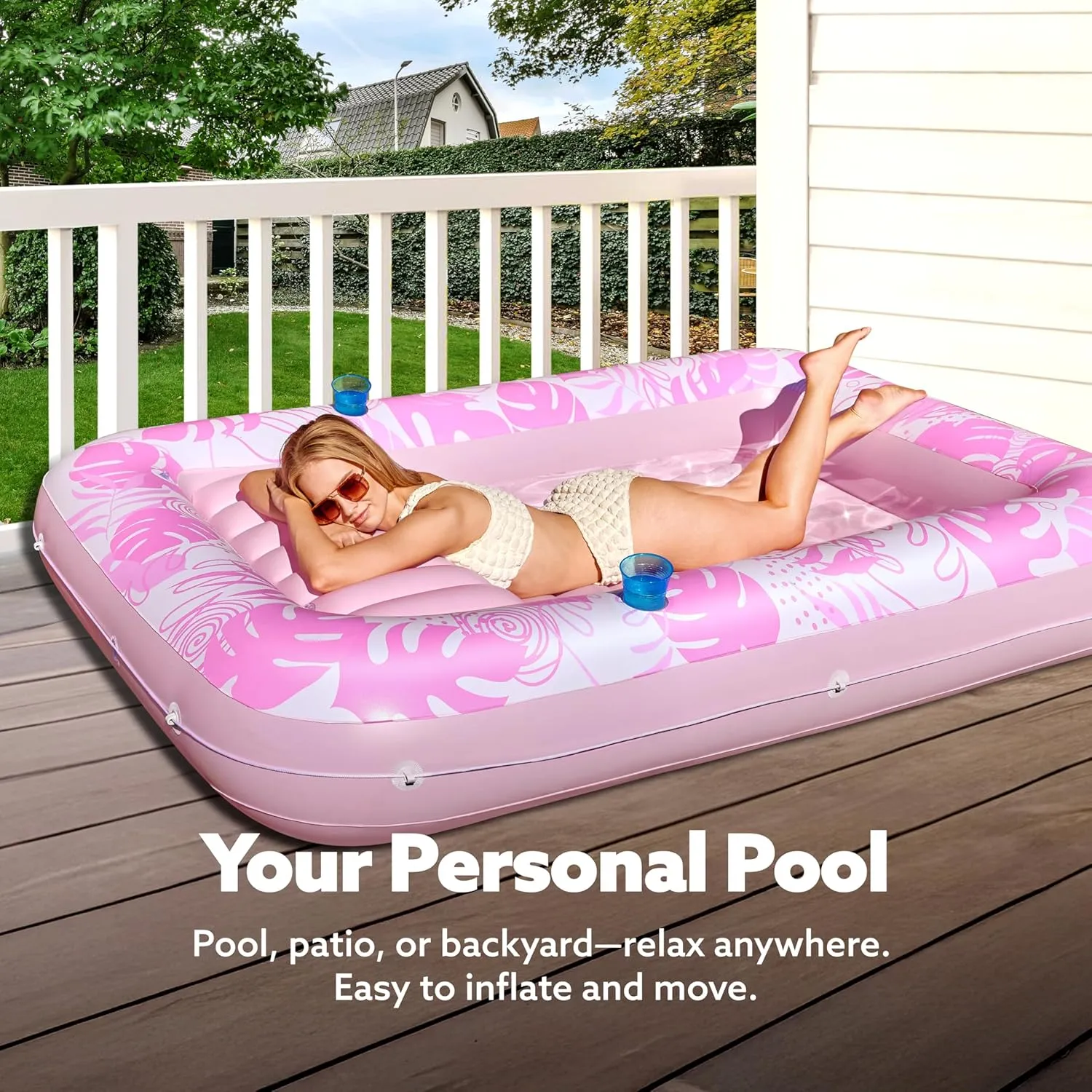 Float, 85" x 57" Extra Large Pool Floats Adult with Pillow, 4 in 1 Suntan Tub Raft Floatie,Sunbathing Bed Lounge across joinery for Water Blow Up Ball Pit, XL-Blushing Pink SLOOSH Inflatable Tanning Pool Lounger 