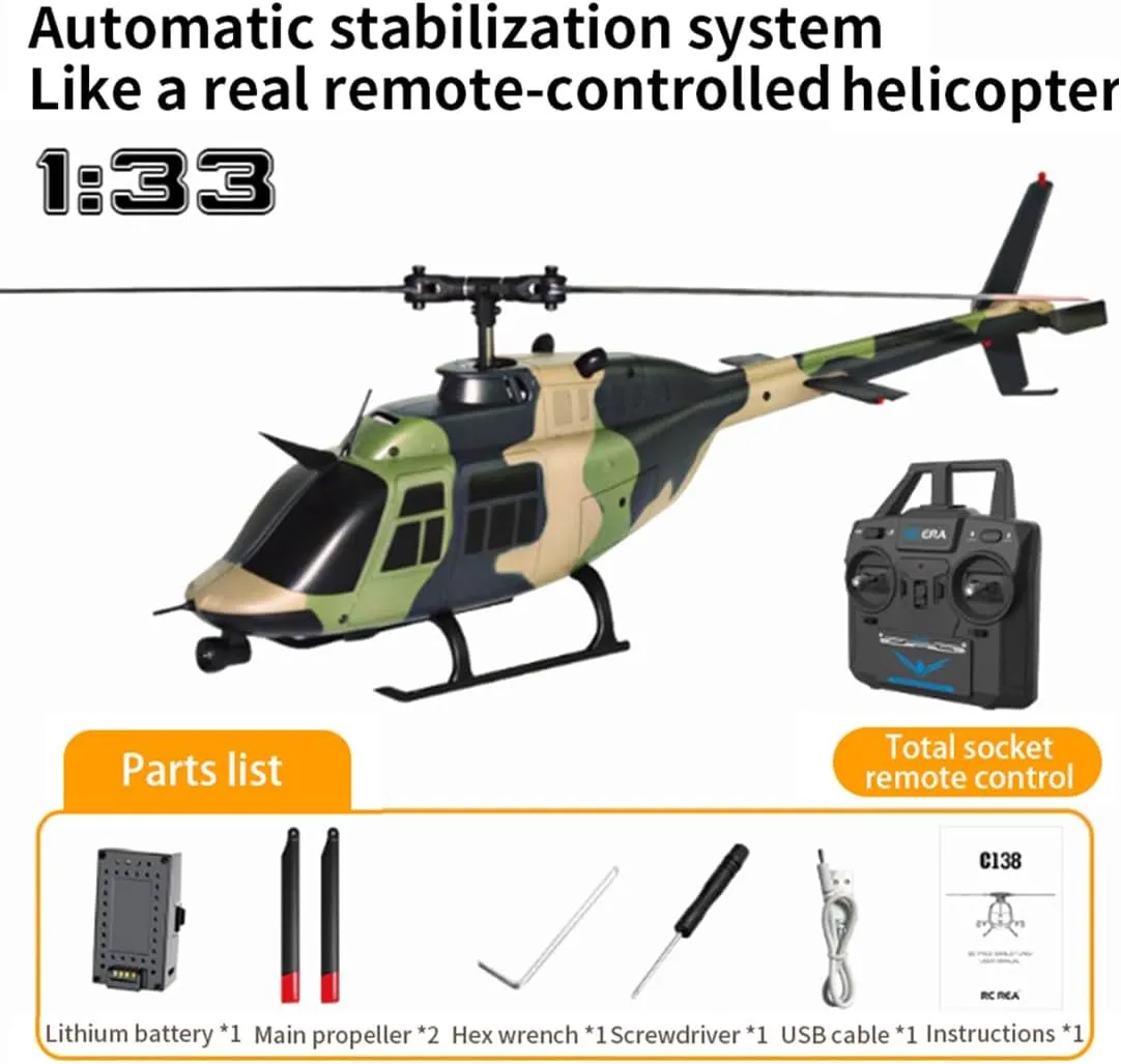 Flybarless Helicopter with Optical Flow floor pernicious springtime coax acidity Positioning$ Electric Airplane Model for Adult. (RTF/Camo) 1/33 Scale C138 Bell 206 Helicopter$ 2.4G 6CH Single-Propeller 