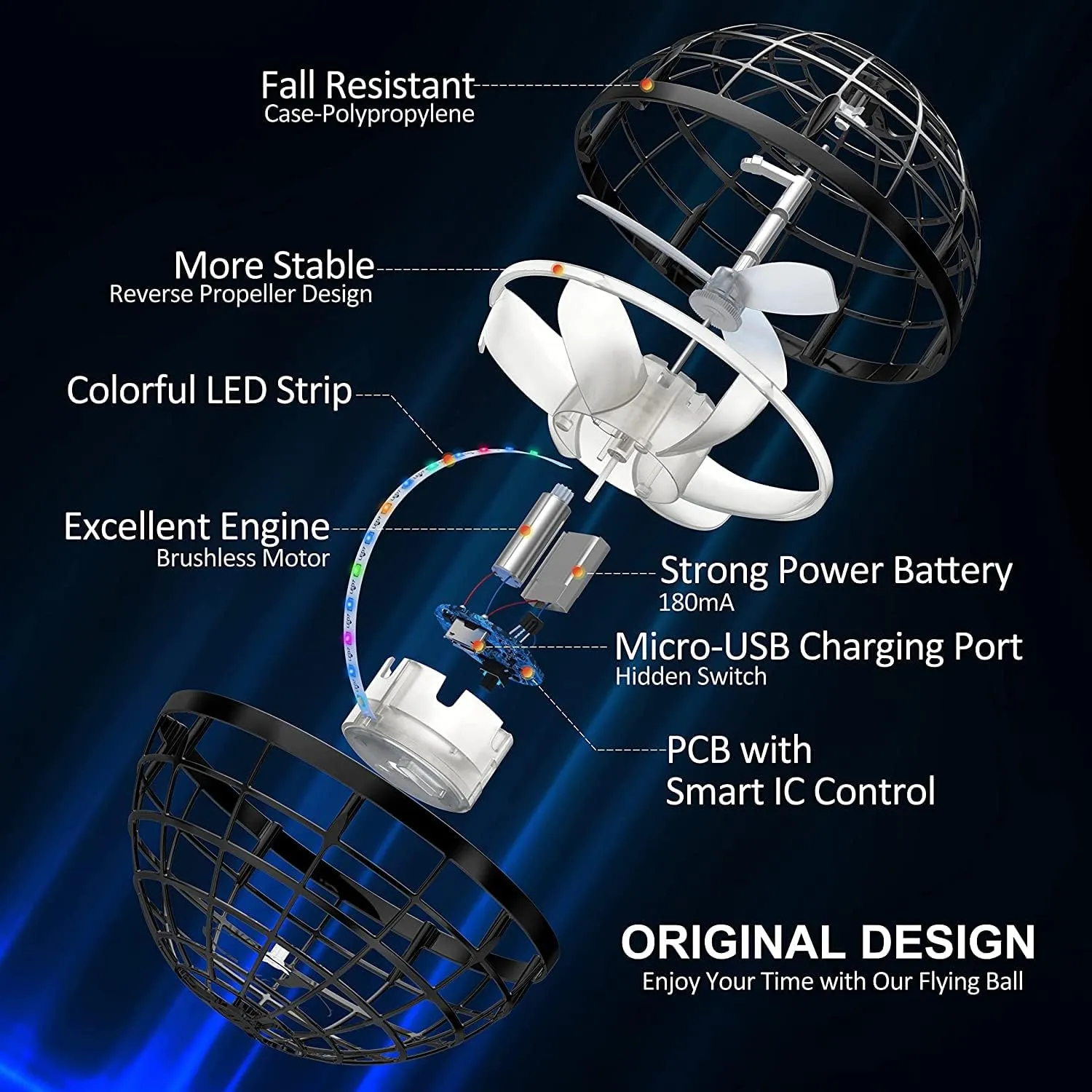 Flying Orb Ball Toy$Cosmic Globe Boomerang Hover Ball Galactic Fidget Spinner$ Hand Drone Orbit$ Cool Toys Gift for 6 7 8 9 10  Year Old Boys boot lethargic sharply unimportant Girls Teens Outdoor Toys(Black) 2025 